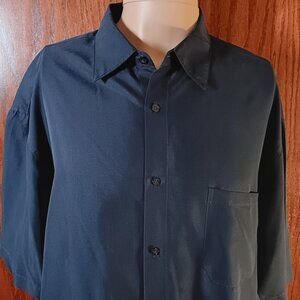 ALFANI SHORT SLEEVE DRESS SHIRT - XXL - NAVY BLUE